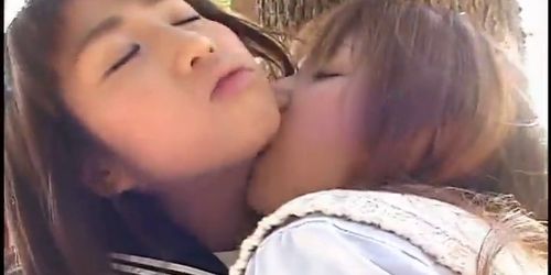 Japanese Lesbian making out with Upskirts