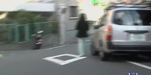 Slim Asian nurse on her way home gets street sharked.