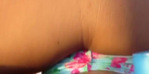 Close up on her tight bikini on the beach! killer ass teen!