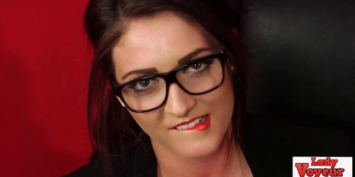 Spex jerk off instructor teases stroking guy