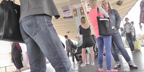 First-class xxx upskirt film about girl in pantyhose