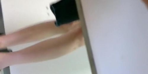 Long-Legged Girl Reveals Her Firm Body While In The Changin