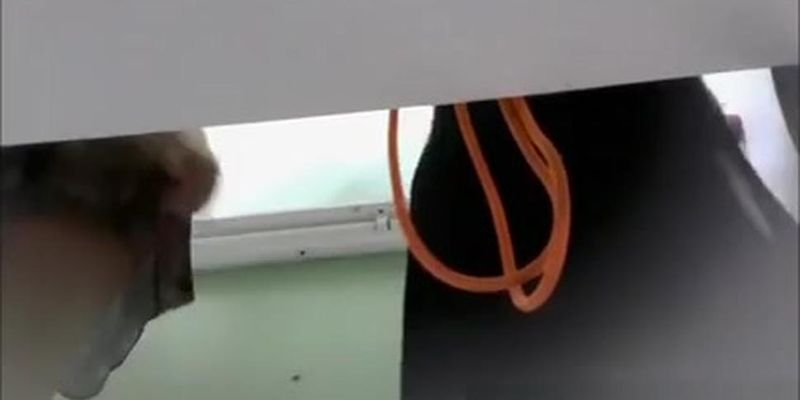 Chick wears bikini in beach cabin