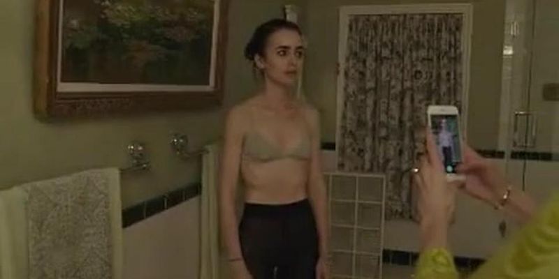 Lily Collins boobs and ass