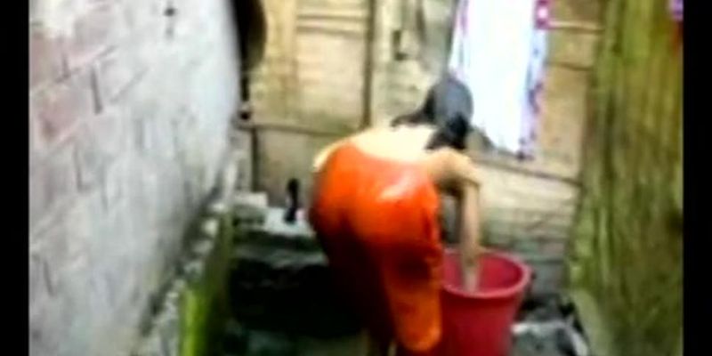 young girl bathing........................