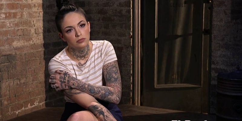 Inked sub punished by fingering and toying